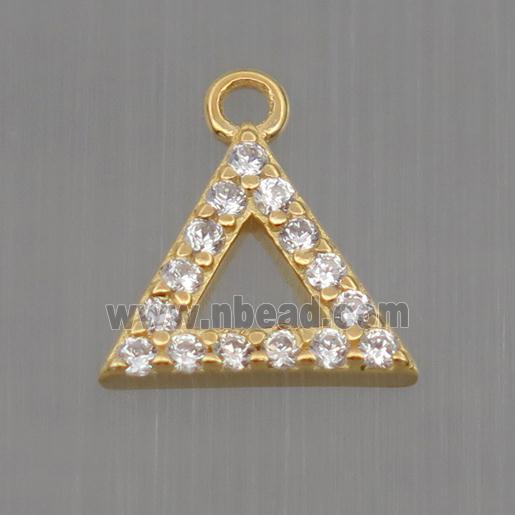 Sterling Silver triangle pendant paved zircon, gold plated
