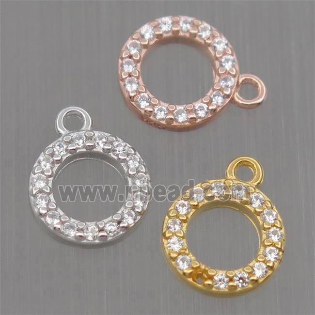 Sterling Silver circle pendant paved zircon, mixed color
