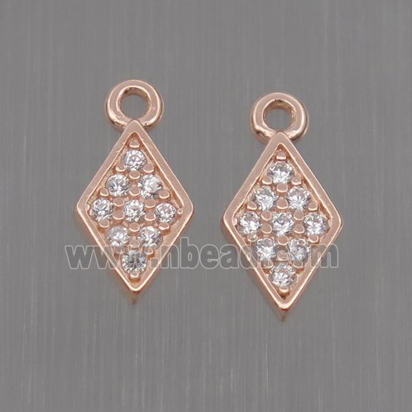 Sterling Silver dart pendant paved zircon, rose gold