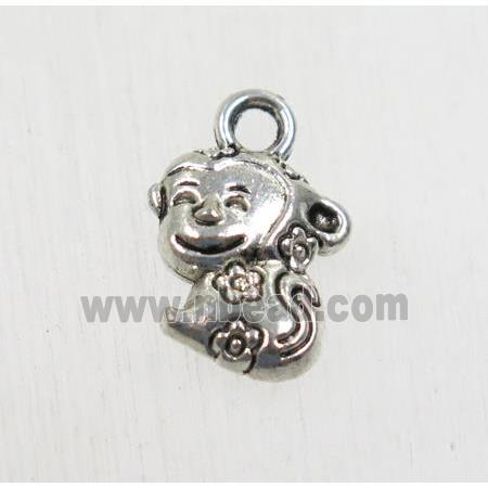 tibetan silver monkey pendant, non-nickel