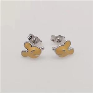 sterling silver Earring studs, yellow enamel, approx 8-12mm