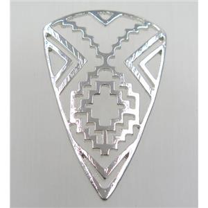 tibetan silver pendant, non-nickel, silver plated, approx 35x55mm