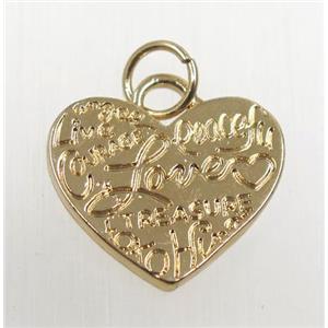 tibetan silver heart pendant, non-nickel, gold plated, approx 20x23mm