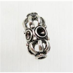 tibetan silver zinc beads, non-nickel, approx 8x17.5mm