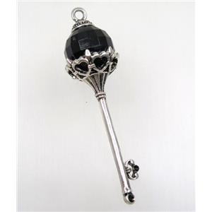 tibetan silver key pendant, non-nickel, approx 23x75mm