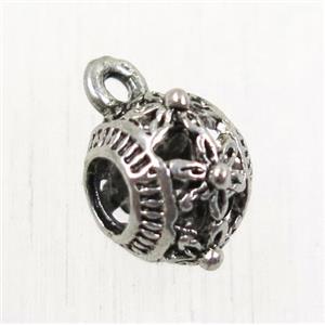 hollow tibetan silver hanger, non-nickel, approx 8.5mm, 3.5mm hole
