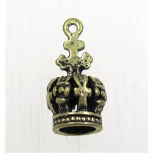 tibetan silver crown pendant, non-nickel, bronze, approx 9x18mm