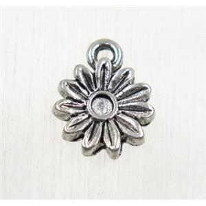 tibetan silver daisy pendant, non-nickel, approx 10.5mm dia