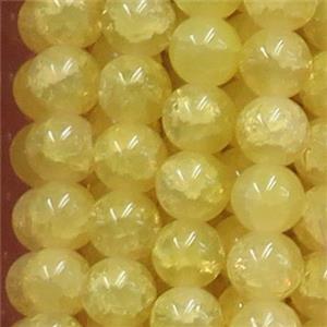 round yellow Crackle Glass beads, approx 10mm dia