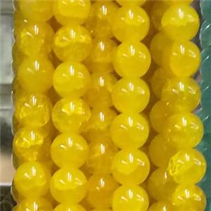 round yellow Crackle Glass beads, approx 10mm dia
