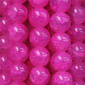 round hotpink Crackle Glass beads, approx 10mm dia