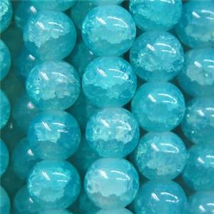 round aqua Crackle Glass beads, approx 10mm dia