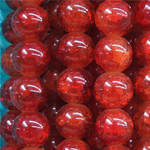 round red Crackle Glass beads, approx 10mm dia