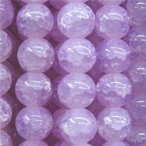 round lt.hotpink Crackle Glass beads, approx 10mm dia