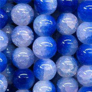 round blue Crackle Glass beads, approx 10mm dia