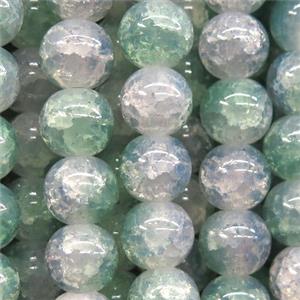 round lt.green Crackle Glass beads, approx 10mm dia
