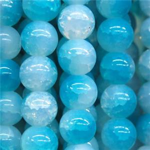 round aqua Crackle Glass beads, approx 10mm dia