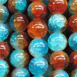 round aqua Crackle Glass beads, approx 10mm dia