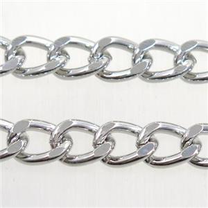 iron curb chain, platinum plated, approx 9x11.5mm