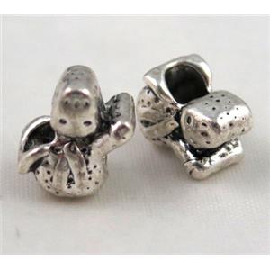 bead, tibetan silver Non-Nickel, approx 10-14mm, 5mm hole