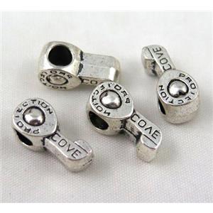 bead, tibetan silver Non-Nickel, approx 10-14mm, 5mm hole