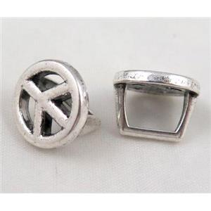 bead, tibetan silver Non-Nickel, approx 10-14mm, 5mm hole