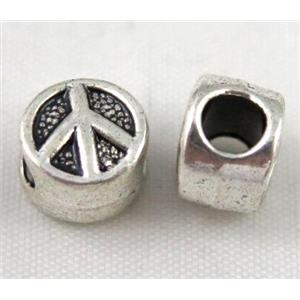 bead, tibetan silver Non-Nickel, approx 10-14mm, 5mm hole