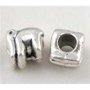bead, tibetan silver Non-Nickel, approx 10-14mm, 5mm hole