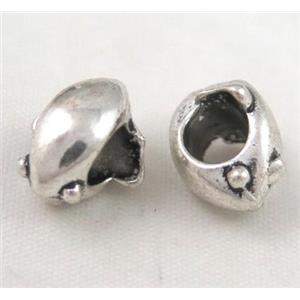 bead, tibetan silver Non-Nickel, approx 10-14mm, 5mm hole