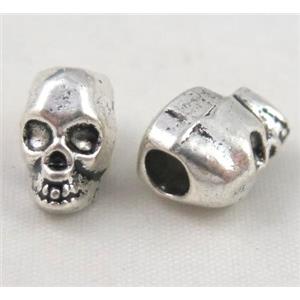 tibetan silver skull beads, Non-Nickel, approx 10-14mm, 5mm hole