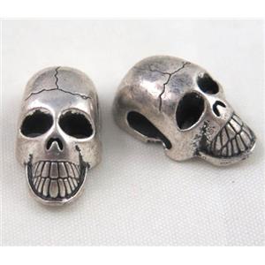 skull beads, tibetan silver Non-Nickel, approx 10x20mm