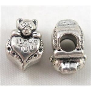 bead, tibetan silver Non-Nickel, approx 10-14mm, 5mm hole