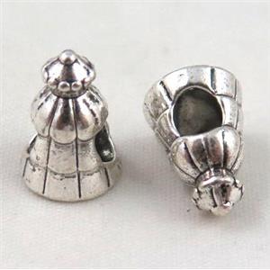 bead, tibetan silver Non-Nickel, approx 10-14mm, 5mm hole