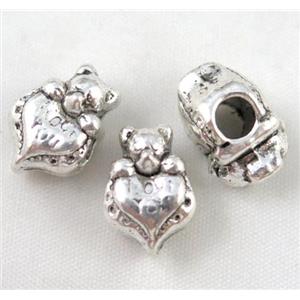 bead, tibetan silver Non-Nickel, approx 10-14mm, 5mm hole