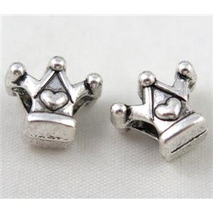 crown bead, tibetan silver Non-Nickel, approx 10-14mm, 5mm hole