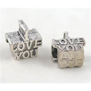 bead, tibetan silver Non-Nickel, approx 10-14mm, 5mm hole