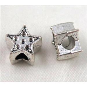 bead, tibetan silver Non-Nickel, approx 10-14mm, 5mm hole