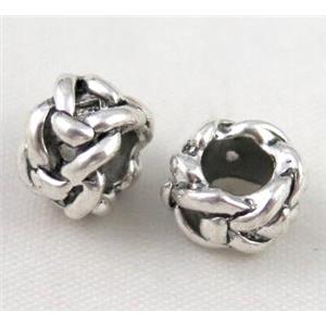 bead, tibetan silver Non-Nickel, approx 10-14mm, 5mm hole
