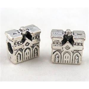 bead, tibetan silver Non-Nickel, approx 10-14mm, 5mm hole