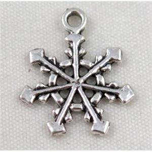 Tibetan silver snowflake pendant, Non-nickel, approx 16mm dia