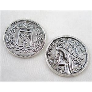 Tibetan silver pendant, Non-nickel, approx 20mm dia