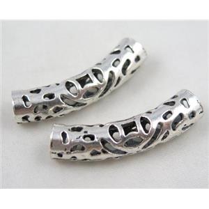 Tibetan silver spacer tube bead, Non-Nickel, approx 9x38mm, 6mm hole