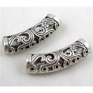 Tibetan silver spacer tube bead, Non-Nickel, approx 9x28mm, 6mm hole