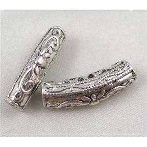 Tibetan silver spacer tube bead, Non-Nickel, approx 7x27mm, 3mm hole