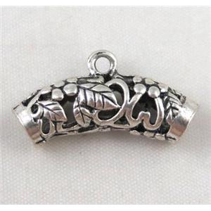 Tibetan silver hanger bead, Non-Nickel, approx 7x27mm, 5mm hole