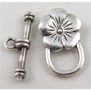 Tibetan Silver Toggle Clasp Non-Nickel, approx 14x21mm, stick 22mm
