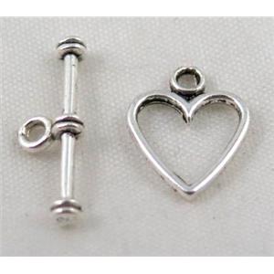 Tibetan Silver Toggle Clasp Non-Nickel, approx 11mm dia, stick 18mm