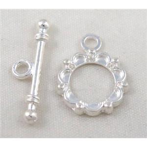 Tibetan Silver Toggle Clasp Non-Nickel, approx 15mm dia, stick 23mm
