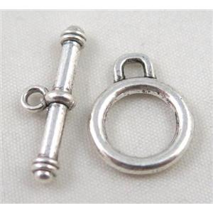 Tibetan Silver Toggle Clasp Non-Nickel, approx 14mm dia, stick 25mm