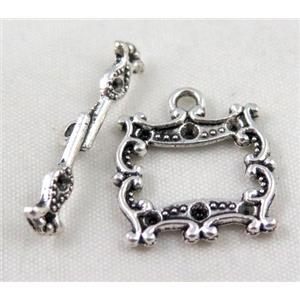 Tibetan Silver Toggle Clasp Non-Nickel, approx 17x20mm, stick 26mm